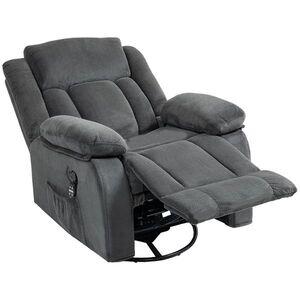 Imagine HOMCOM Fotoliu relax cu masaj prin vibrații și încălzire, fotoliu rotativ reglabil manual cu funcție de balans și arcuri pocket, Gri | Aosom Romania