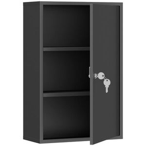 Imagine kleankin Dulap medical de perete, dulap de baie cu 3 rafturi, 2 chei, 40 x 18 x 60 cm, Negru | Aosom Romania