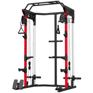 Imagine SPORTNOW Power Tower cu Sistem de Cabluri Reglabile, Bară de Tracțiuni și Dip, Cârlige J, Squat Rack, Landmine, 900 kg | Aosom Romania