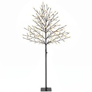 Imagine HOMCOM Copac luminos 150 cm cireș artificial iluminat 160 LED și 16 ramuri flexibile, decorațiune interioară și exterioară | Aosom Romania