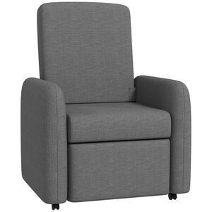 Imagine HOMCOM Fotoliu Reglabil Manual cu Suport pentru Picioare și 4 Rotile Tapițat cu Material Textil, 76x78, 5x102 cm, Gri | Aosom Romania