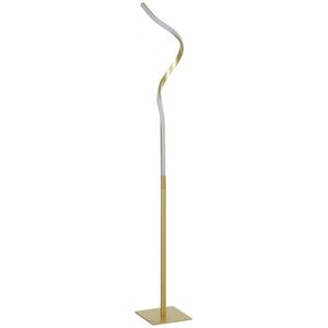 Imagine HOMCOM Lampă de Podea cu Lumini LED Reglabile și Întrerupător cu Pedală, 20, 5x20, 5x146 cm, Auriu | Aosom Romania