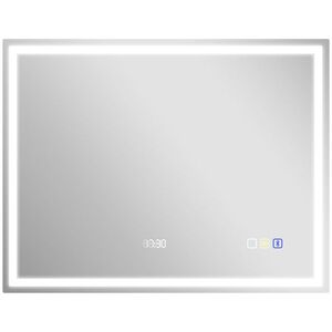 Imagine HOMCOM Oglindă baie LED Bluetooth 90 x 70 cm întrerupător tactil lumină reglabilă 3 culori anti-aburire memorie argintiu | Aosom Romania