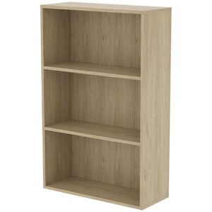 Imagine HOMCOM Bibliotecă etajeră de depozitare cu 3 compartimente și etajeră reglabilă, 60 x 24 x 93 cm, lemn natural | Aosom Romania