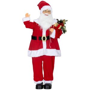 Imagine HOMCOM Figurină Moș Crăciun în picioare, comandă vocală, lumini LED sclipitoare, brațe pliabile, 120 cm, roșu | Aosom Romania