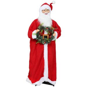 Imagine HOMCOM Figurină Moș Crăciun, Moș în picioare, activare vocală, muzică festivă, brațe pliabile, 110 cm, roșu | Aosom Romania