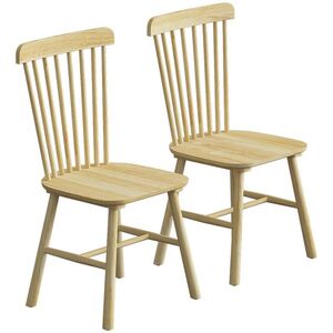 Imagine HOMCOM Set 2 scaune dining Scaune bucătărie scaun modern tapițat cu spătar curbat din lemn de cauciuc pentru dining | Aosom Romania