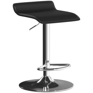 Imagine HOMCOM Taburet de bar rotativ 360° Scaun de bar cu cadru din oțel argintiu, Reglabil pe înălțime Scaun de bucătărie cu suport pentru picioare, Negru | Aosom Romania
