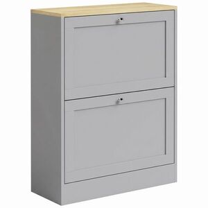 Imagine HOMCOM Dulap pentru pantofi 12 perechi, Dulap de intrare cu 2 sertare rabatabile și rafturi reglabile, 60 x 23, 5 x 80cm, Gri | Aosom Romania