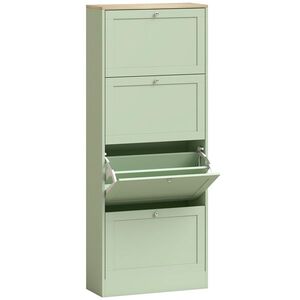 Imagine HOMCOM Dulap pentru încălțăminte 24 perechi, dulap cu 4 sertare rabatabile, polițe reglabile, 60x23, 5x153cm, verde | Aosom Romania