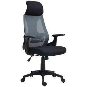 Imagine HOMCOM Scaun Ergonomic de Birou cu Suport Lombar, Tetieră și Înălțime Reglabilă, 66x58x115-123 cm, Negru | Aosom Romania