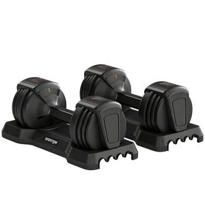 Imagine SPORTNOW Set Gantere Reglabile 5 în 1 cu Sistem de Eliberare Rapidă 11 kg Negru | Aosom Romania
