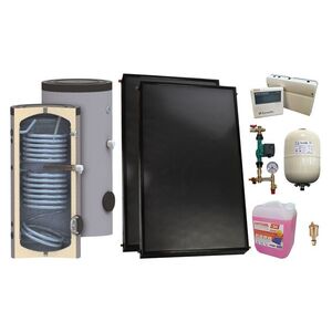 Imagine Pachet sistem solar presurizat, 2 x Panou solar plan Fornello 2.0 m² SPFP, Boiler cu 2 serpentine SON 150 l, grup pompare, controller, vas expansiune, antigel, aerisitor 1/2, supapa 1/2