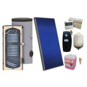 Imagine Pachet sistem solar presurizat, Panou Sunsystem PК SL FP 2.0, Boiler cu 2 serpentine SON 150 l, Controller, Vas expansiune, Grup pompare, Aerisitor, Antigel