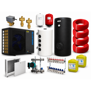Imagine Pachet incalzire prin pardoseala 80 mp cu pompa de caldura Fornello BLUSTARK R290, 6 kW, Teava, Distribuitor, Grup amestec, Boiler 200 litri 2S, Puffer 80 litri, Vana deviatoare 3 cai, Valve anti-inghet si Vase expansiune