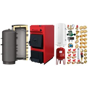 Imagine Pachet centrala pe combustibil solid Fornello T-PRO 25 kW, puffer, boiler, vas expansiune, fitinguri si accesorii de baza
