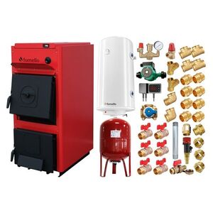 Imagine Pachet centrala pe combustibil solid Fornello T-PRO 30 kW, boiler, vas expansiune, fitinguri si accesorii de baza