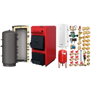 Imagine Pachet centrala pe combustibil solid Fornello T-PRO 35 kW, puffer, boiler, vas expansiune, fitinguri si accesorii de baza