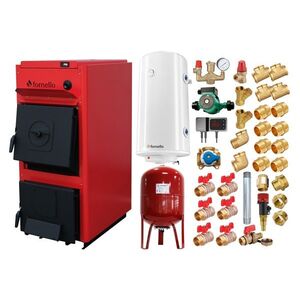 Imagine Pachet centrala pe combustibil solid Fornello T-PRO 40 kW, boiler, vas expansiune, fitinguri si accesorii de baza