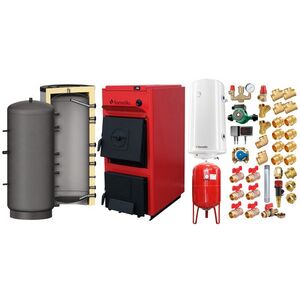 Imagine Pachet centrala pe combustibil solid Fornello T-PRO 50 kW, puffer, boiler, vas expansiune, fitinguri si accesorii de baza