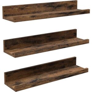 Imagine Set 3 rafturi de perete Vasagle Modern, 38 x 10 x 5 cm, PAL, maro rustic