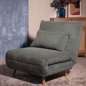 Imagine Canapea extensibila 1 loc Solace, Homla, 83x91x84 cm, MDF/catifea din poliester, gri