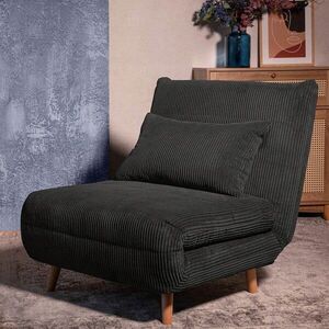 Imagine Canapea extensibila 1 loc Solace, Homla, 83x91x84 cm, MDF/catifea din poliester, negru