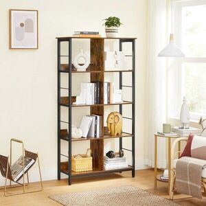 Imagine Biblioteca Vasagle, 80 x 33 x 149 cm, PAL/otel, 4 rafturi, maro rustic