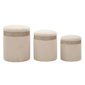 Imagine Set 3 taburete cu spatiu de depozitare Cream, Mauro Ferretti, 40.5x49.5 cm, MDF/poliester, crem