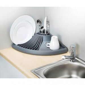 Imagine Scurgator de colt pentru vase Grey, Wenko, 9 x 35 x 50 cm, polipropilena, gri