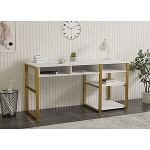 Imagine Birou, Hanah Home, Emro, 150x75.8x58.4 cm, Alb/Auriu