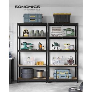 Imagine Set 2 rafturi modulare pentru depozitare, Songmics, max 600 kg, 100x50x200 cm, MDF/otel, negru