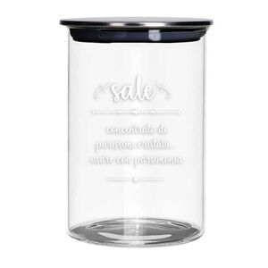 Imagine Recipient cu capac pentru sare Brandani, 10x17 cm, sticla/metal