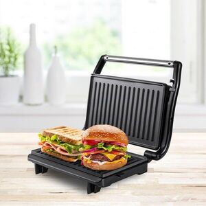 Imagine Grill electric reglabil Beper, 26.5x23x8.5 cm, 800 W, aluminiu/otel/bachelita, negru/argintiu