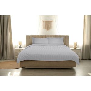 Imagine Lenjerie 2 persoane Nature, 100% Bambus, 6 piese, 200x220 cm, gri deschis cu dungi