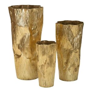 Imagine Set 3 ghivece / vase decorative Glolly, Mauro Ferretti, 41x39x83 cm, fier, auriu