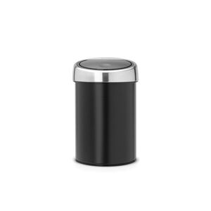 Imagine Cos de gunoi cu soft touch, Brabantia, Matt, cu fixare de perete, 3 L, 18.4x18x28 cm, otel, negru mat