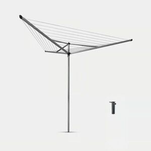 Imagine Uscator de rufe rotativ cu 3 brate, Brabantia, Essential Metallic, 30 m capacitate de uscare, 3 brate, otel, gri