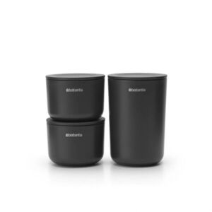 Imagine Set 3 recipiente de baie, Brabantia, Dark Grey, polipropilena, gri inchis