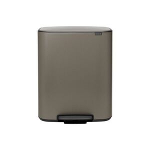 Imagine Cos de gunoi cu pedala, Brabantia, Bo Pedal Platinum, 60 L, 36.3x54.1x65.2 cm, otel, gri inchis