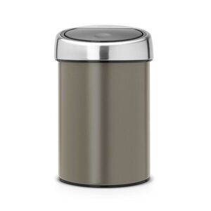 Imagine Cos de gunoi cu soft touch, Brabantia, Touch Platinum, 3 L, 18.4x18x28 cm, otel, gri inchis