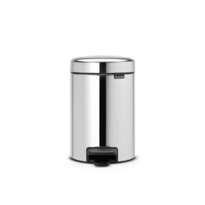 Imagine Cos de gunoi cu pedala, Brabantia, NewIcon Brilliant Steel, 3 L, 23.5x16.8x26.4 cm, otel, argintiu