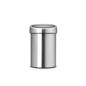 Imagine Cos de gunoi cu soft touch, Brabantia, Matt Steel Fingerprint Proof, 3 L, cu fixare pe perete, 18.4x18x28 cm, otel, argintiu
