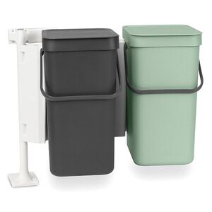 Imagine Cos de gunoi incorporat, Brabantia, Sort&Go, 2x12 L, 35x52x43 cm, polipropilena, gri inchis/verde jad