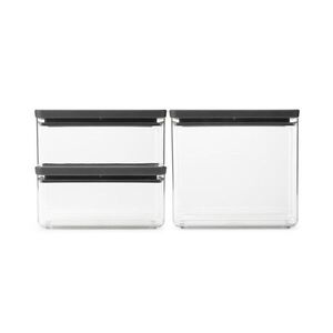 Imagine Set 3 recipiente depozitare, Brabantia, Tasty+, 2x1.5 L, 1x3.5 L, plastic, gri inchis