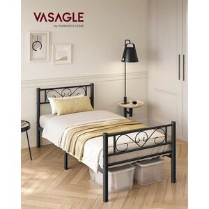 Imagine Cadru de pat Single, Vasagle, 90x190 cm, otel, negru