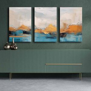 Imagine Set 3 tablouri decorative, 3P4570GSC-011, Lemn, Multicolor