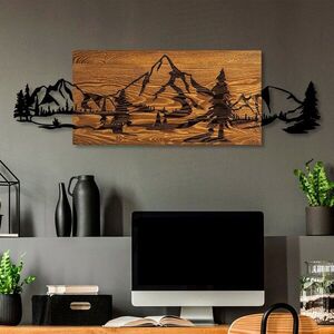 Imagine Decoratiune de perete, Mountain Range, Dimensiune: 30 x 95 cm, Nuc / Negru