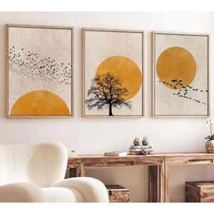 Imagine Set 3 tablouri decorative, Huhu147, Lemn masiv, Multicolor