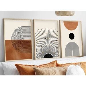 Imagine Set 3 tablouri decorative, Huhu198, Lemn masiv, Multicolor